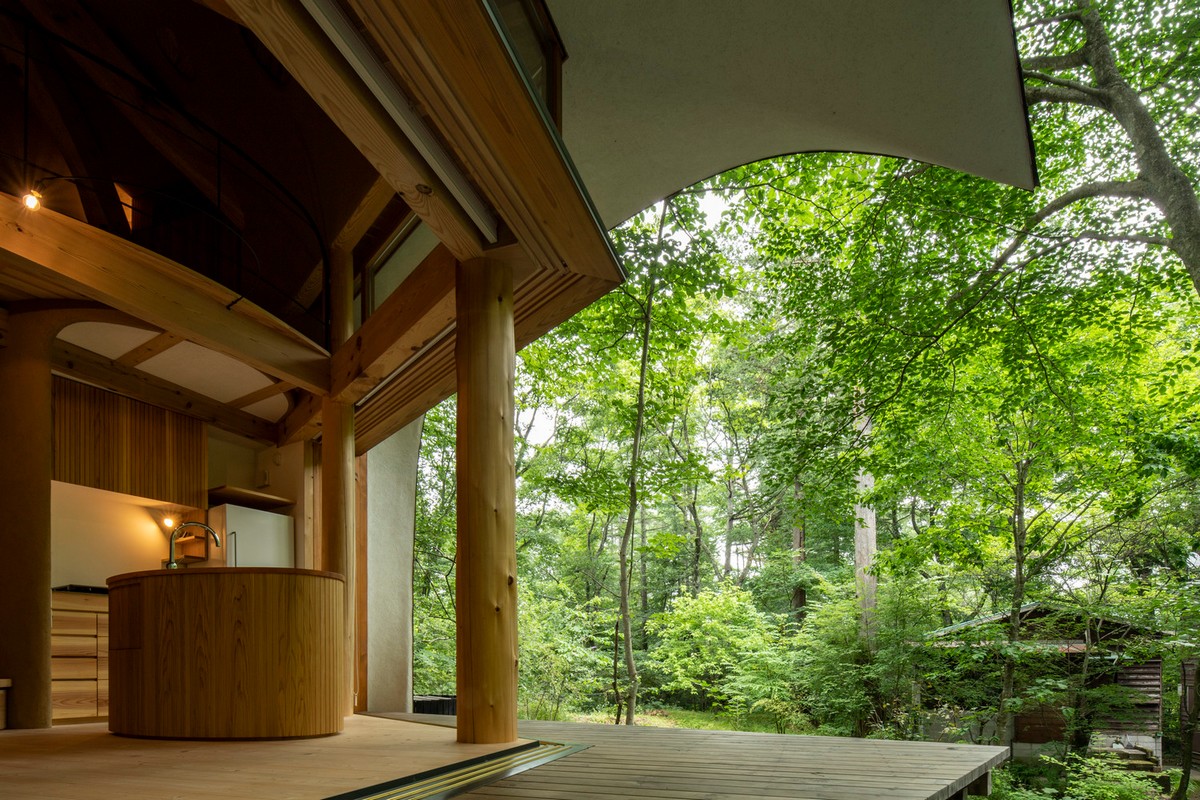 Необычный лесной домик-раковина в Японии