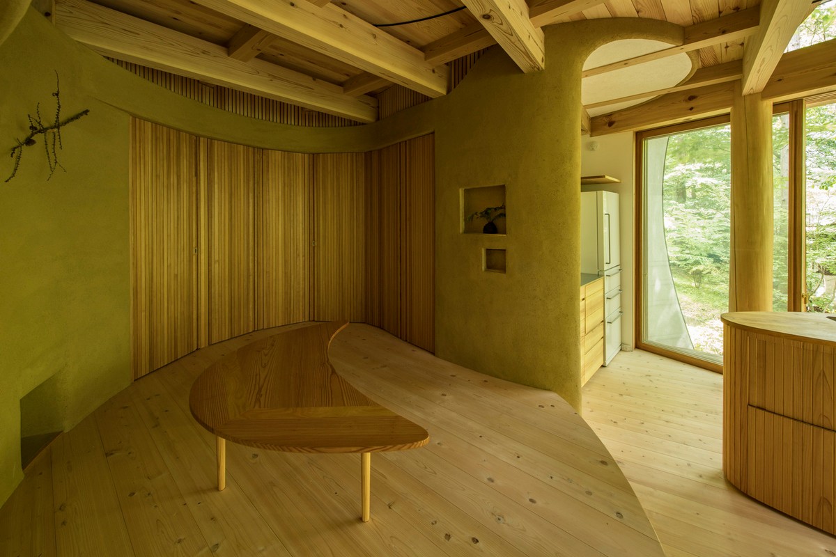 Необычный лесной домик-раковина в Японии Картинки и фото