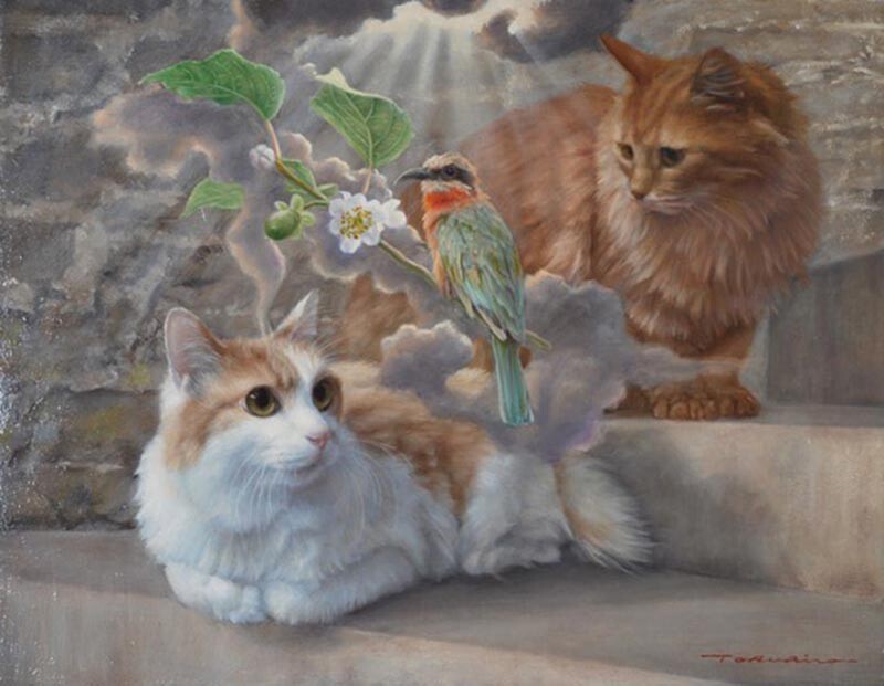 Величественные коты на картинах японского художника Токухиро Каваи