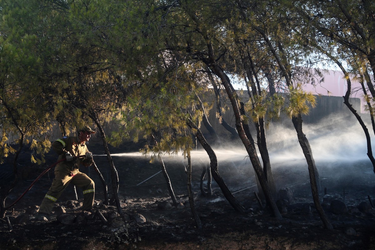Мощные лесные пожары на юге Греции