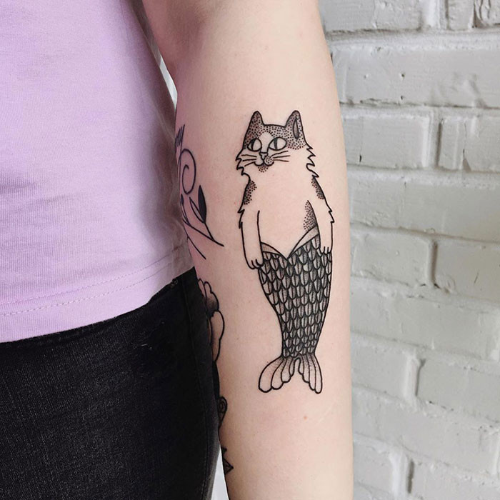 Разные крутые татуировки с котиками