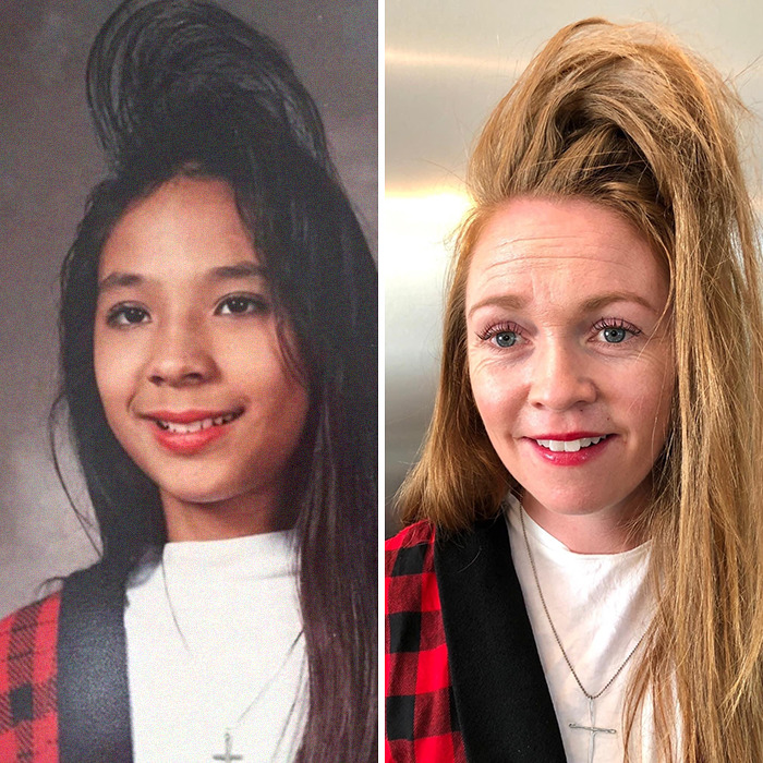 Женщина воссоздала абсурдные и нелепые причёски из 1980-х