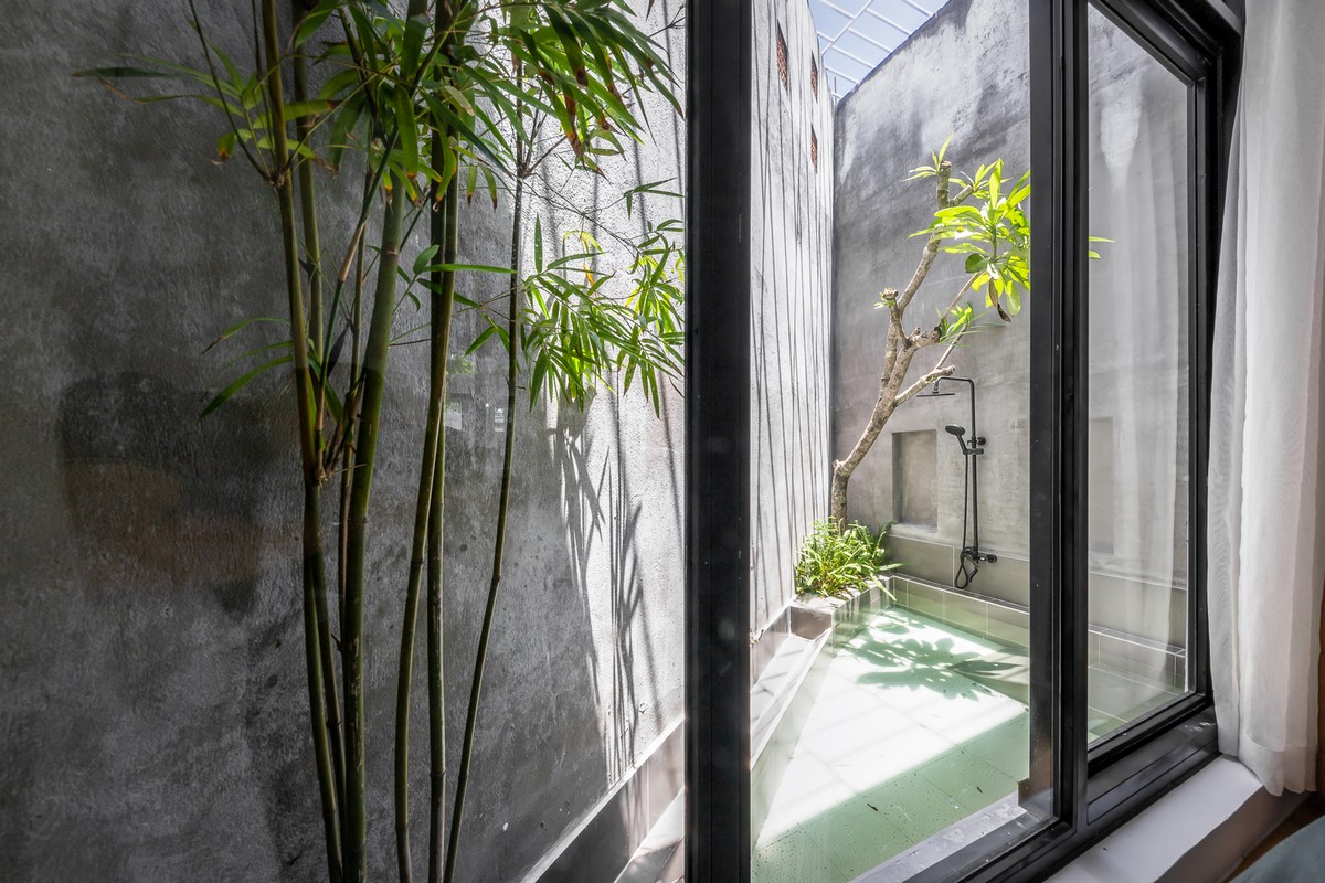 Узкий дом с зелёными пространствами во Вьетнаме Картинки и фото