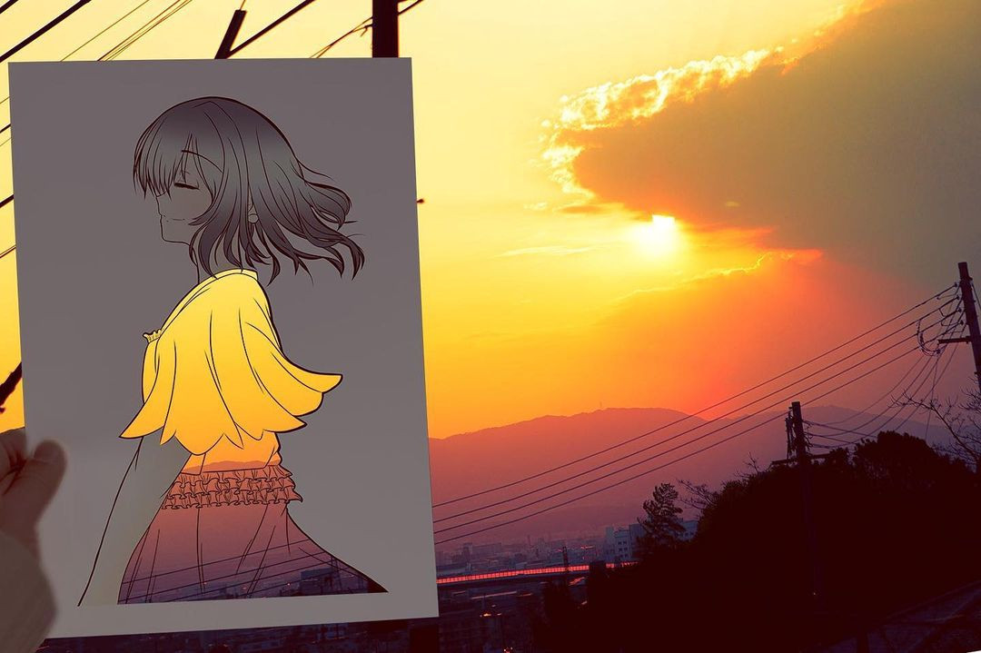 Японская художница раскрашивает силуэты с помощью окружающего мира