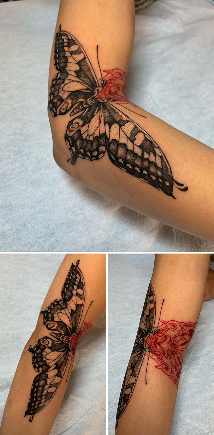 Живые татуировки, которые меняются при сгибании части тела