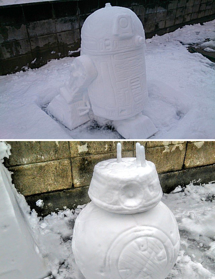 Творения японского мастера по лепке снеговиков