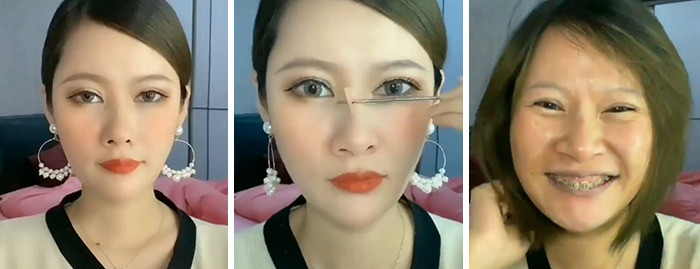 Обманчивый азиатский макияж на снимках: до и после