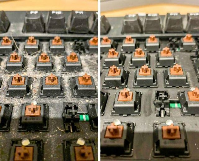 Вещи на сравнительных снимках до и после чистки