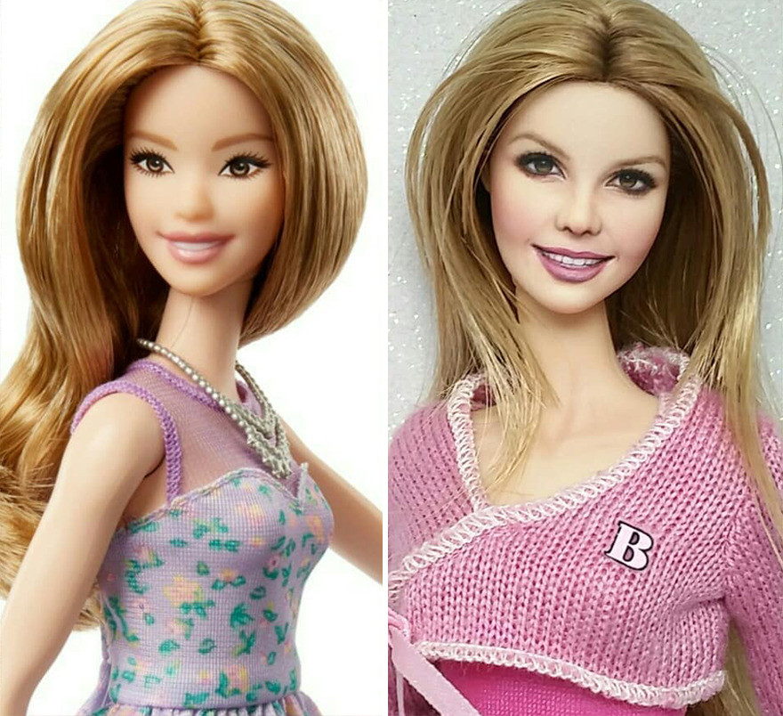 Стать куколкой. Барби реалистичные. Перекраска лица куклы Барби. Игрушечные версии знаменитостей. Девушек превращают в кукол.