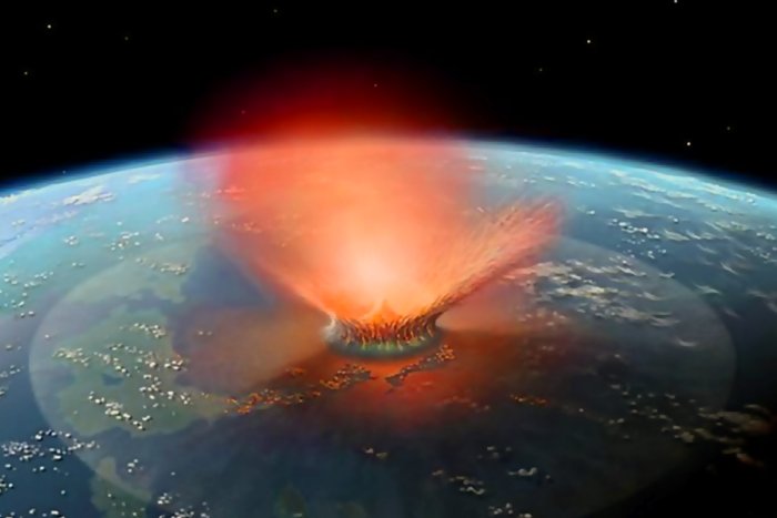Первые минуты после падения метеорита во времена динозавров