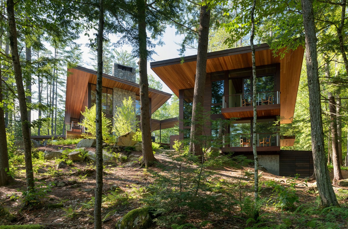 Загородная резиденция в лесу на склоне холма в США - Zefirka