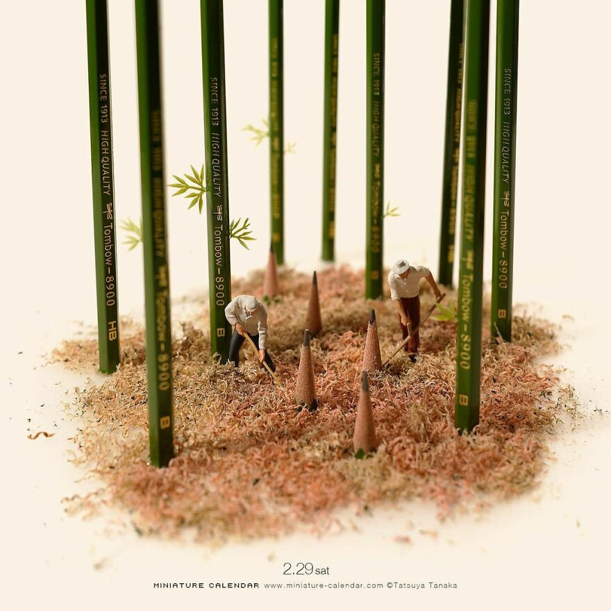Японский художник Танака Тацуа создаёт миниатюрные диорамы каждый день