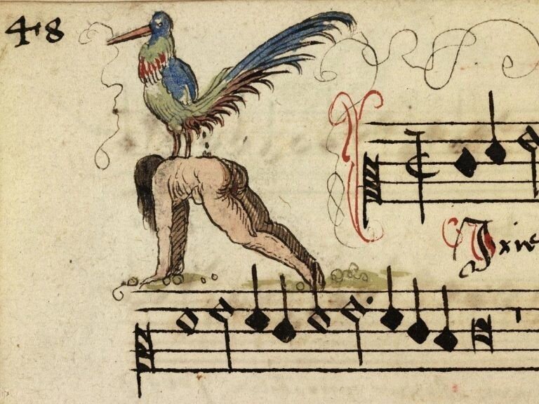 Забавные иллюстрированные буквы из песенника XVI века