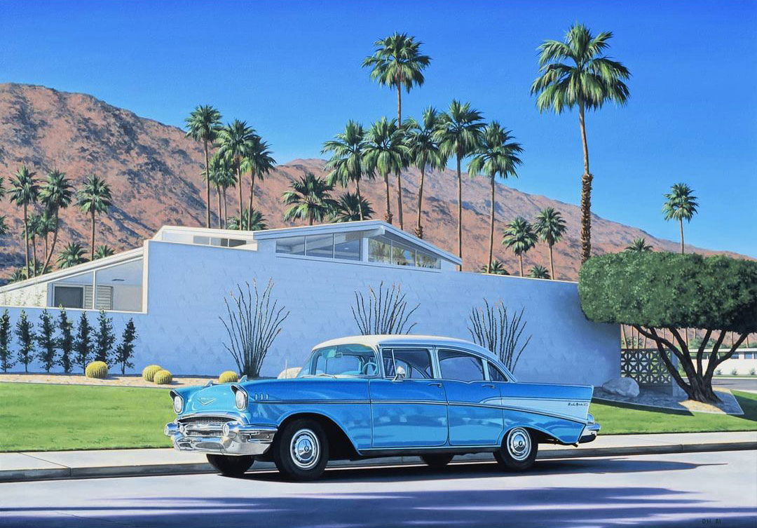 Автомобили, дома и общественные здания Калифорнии на картинах Дэнни Хеллера