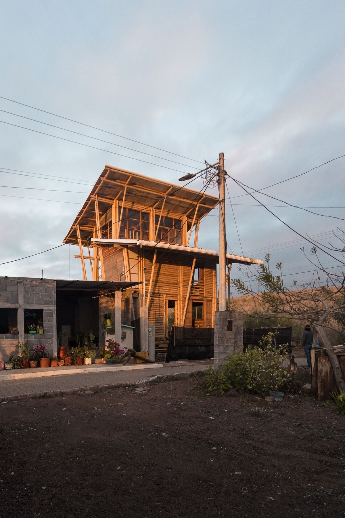 Эндемичный дом из бамбука на берегу океана в Эквадоре