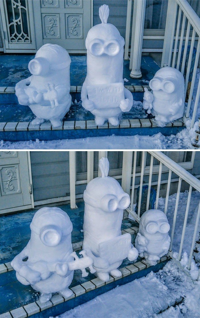 Примеры самых необычных снеговиков и снежных скульптур