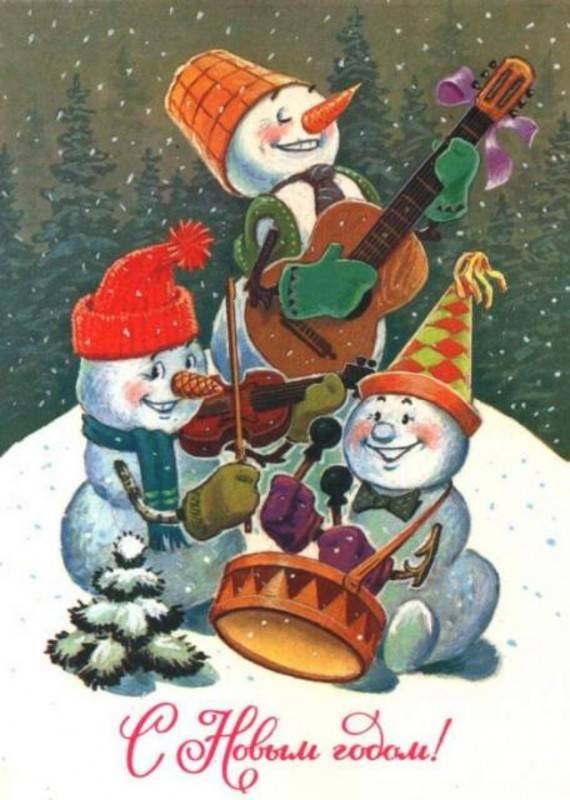Новогодние снеговики на открытках создают праздничное настроение