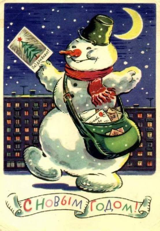 Новогодние снеговики на открытках создают праздничное настроение