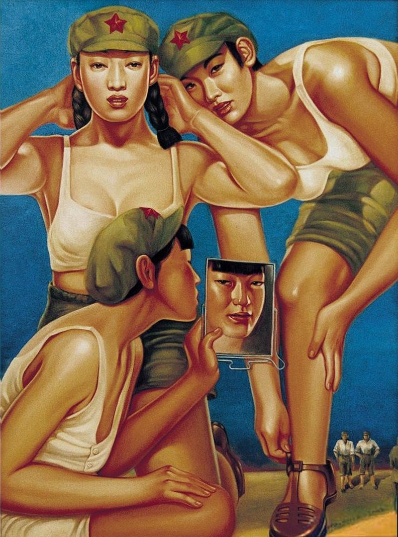 Китайские армейские девушки на картинах маслом от Ху Минь