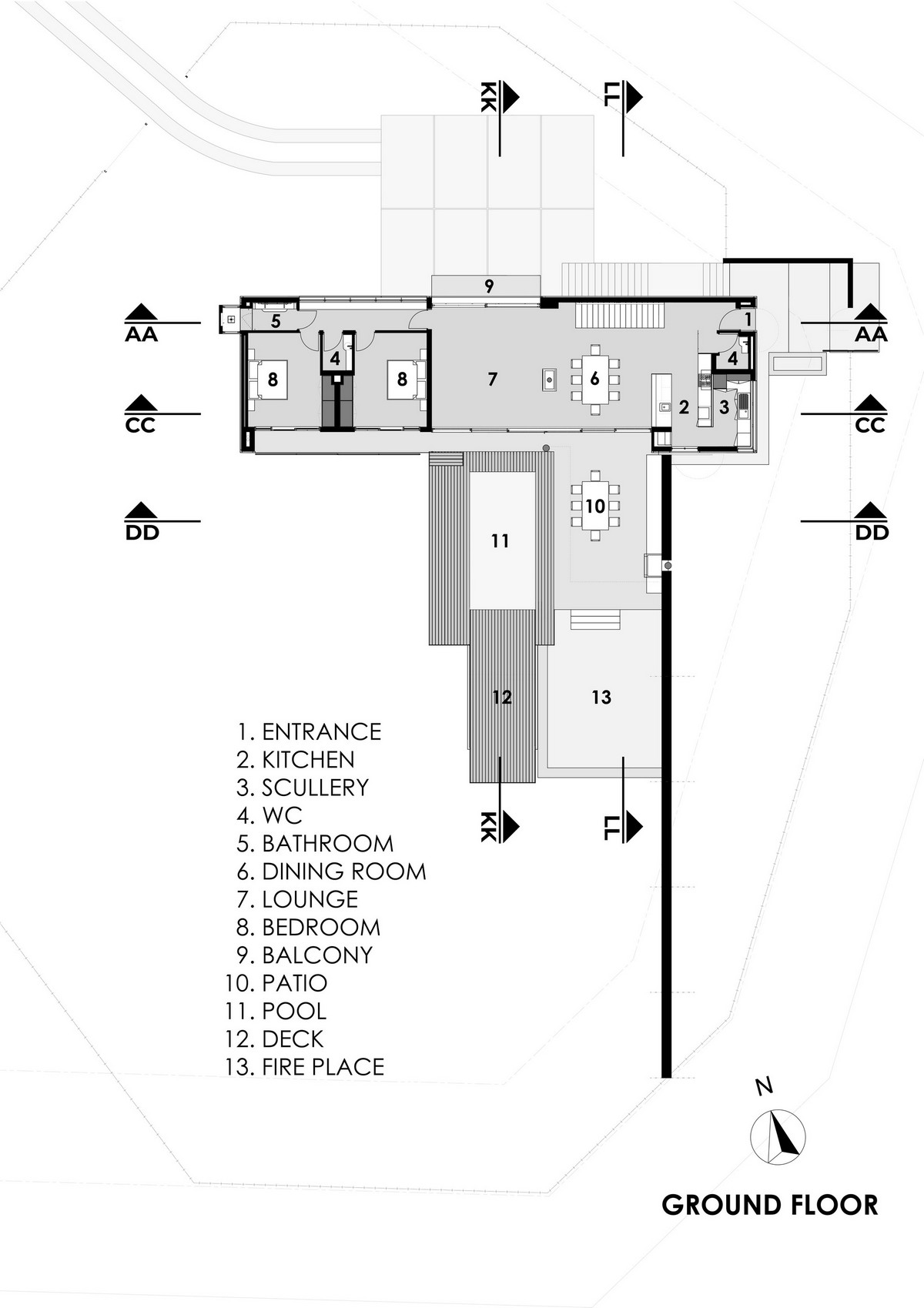 Современная трехуровневая резиденция в Намибии имеет, спальни, которые, резиденция, минимизировать, общей, открытого, прогиб, время, собственную, патио, этаже, поместье, Steffens, этажа, которых, House, покрытием, также, Vобразной