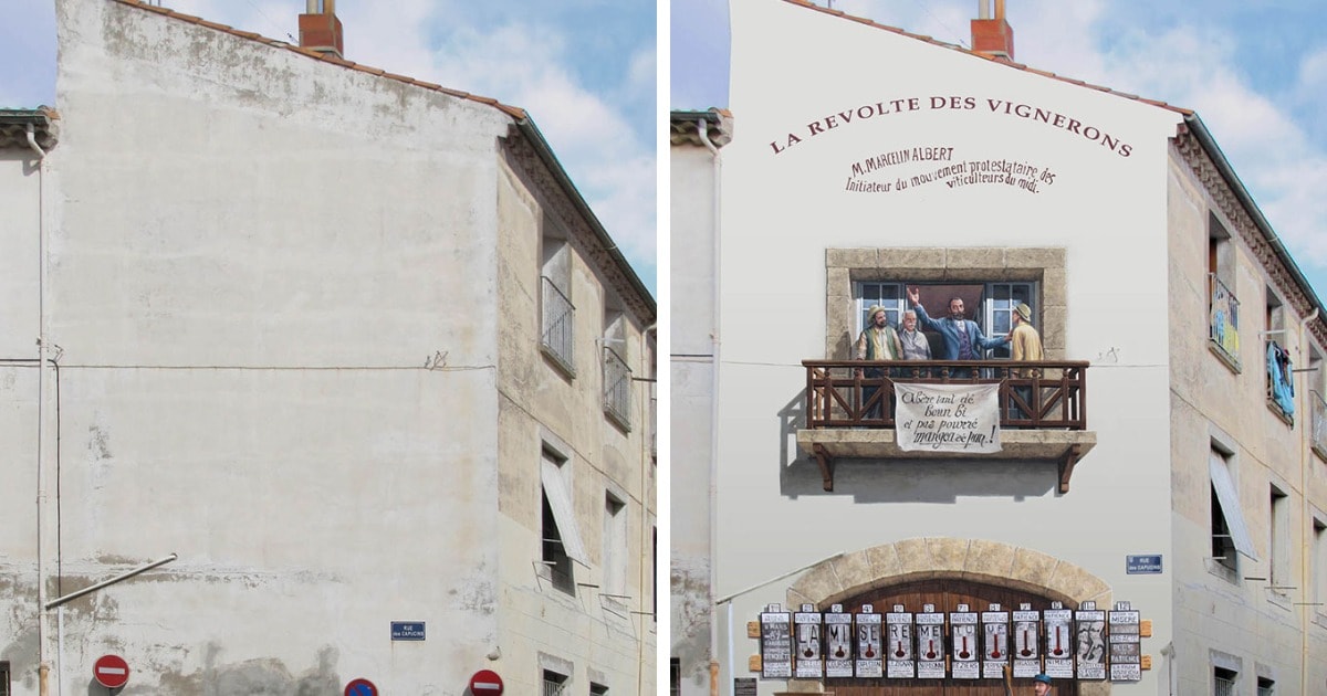 Реалистичные 3D-граффити на стенах домов от художника из Франции