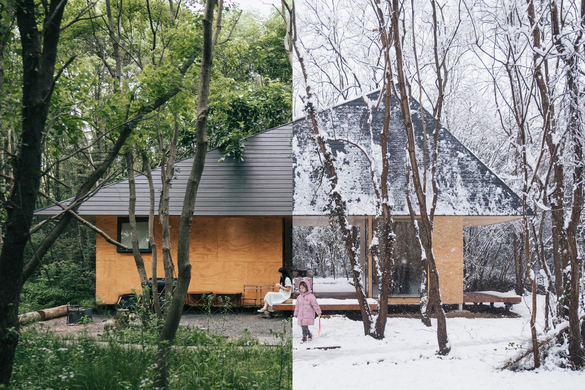 Деревянная хижина с треугольной крышей в пригороде Уханя