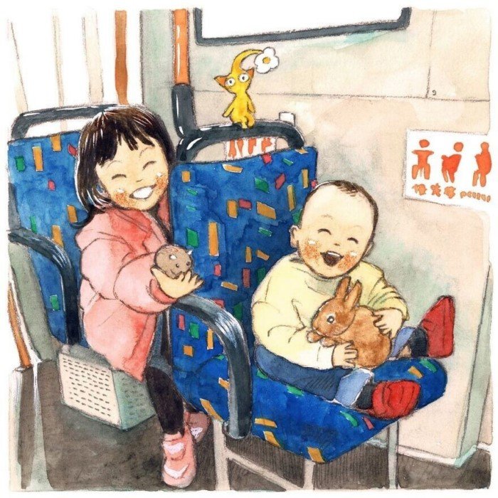 Душевные рисунки японского художника, которые вызывают тёплые чувства