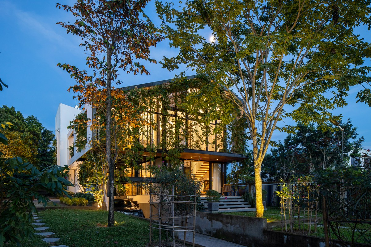 Дом с зелеными лозами на склоне холма во Вьетнаме Картинки и фото
