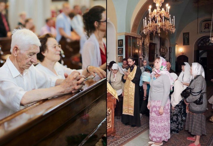 Почему католики во время молитвы сидят, а православные стоят?