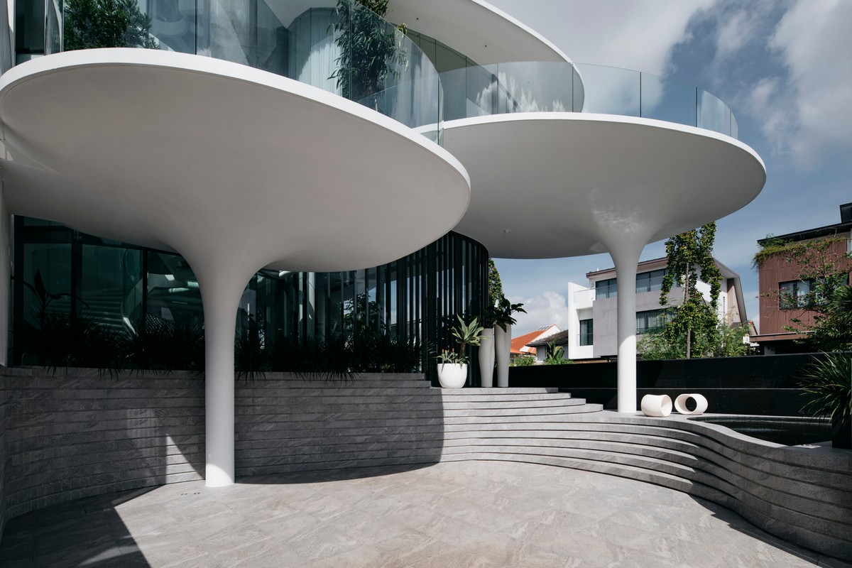 Удивительный скульптурный дом в Сингапуре которые, двойной, высоты, пространство, формы, здания, Стекло, чтобы, создать, также, деталей, первый, расположен, Чтобы, мебели, Studio, отступа, стекла, архитектуры, пространства