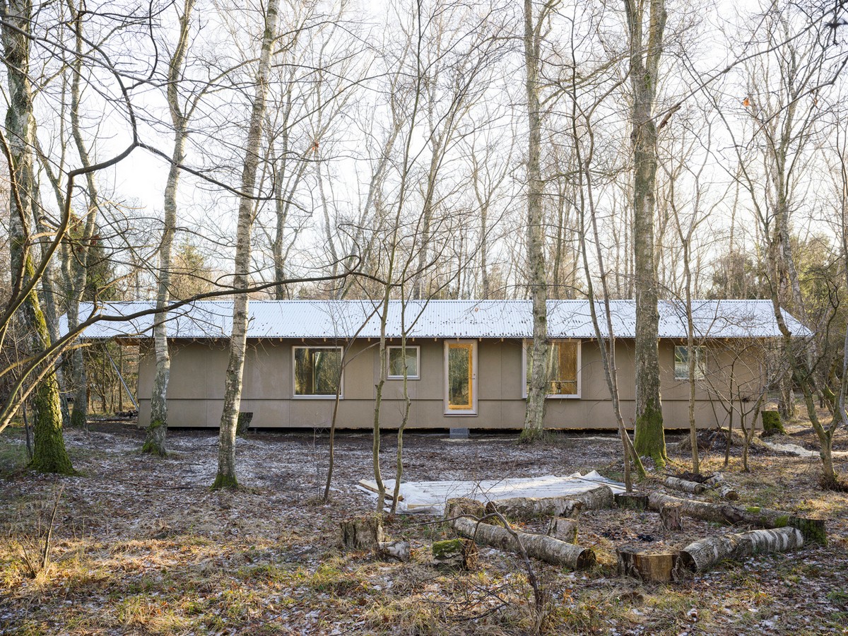 Простой дом между берёзами в Дании