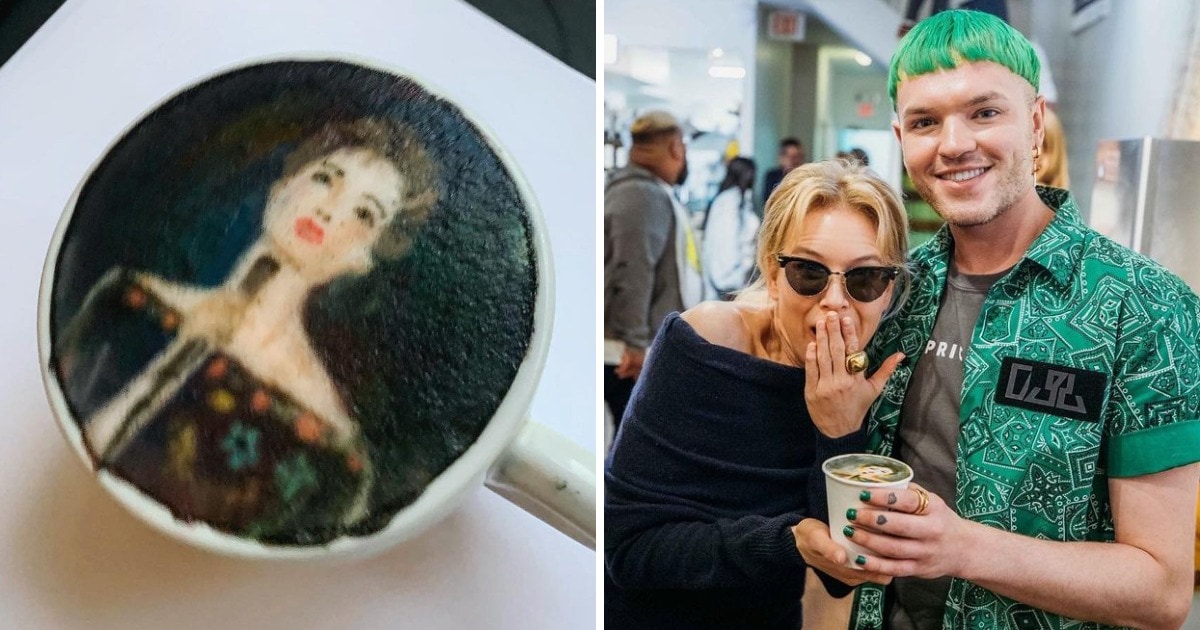 Художник-бариста рисует знаменитостей в чашке с кофе