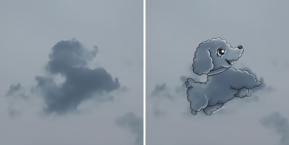 Художница использует форму облаков для создания забавных иллюстраций