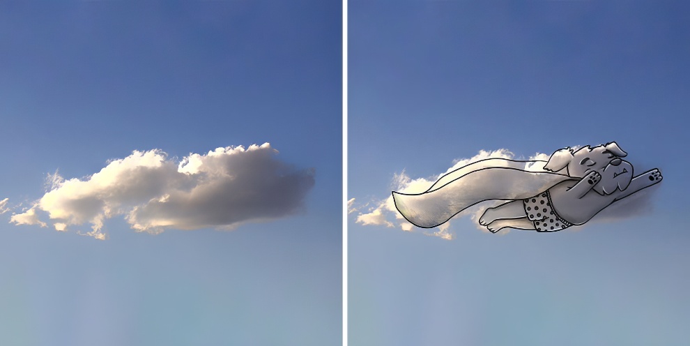 Художница использует форму облаков для создания забавных иллюстраций