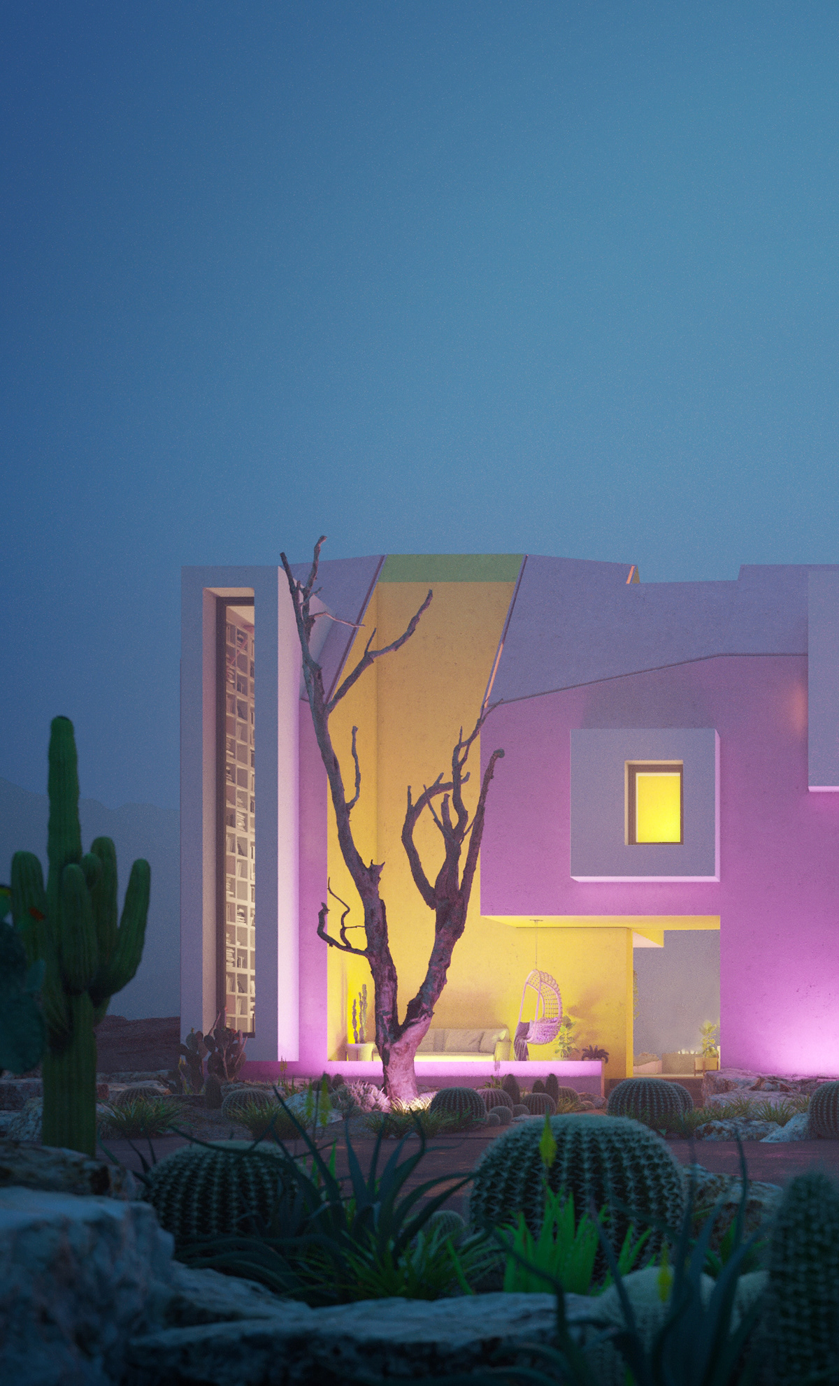 Яркий семейный дом в пустыне Сонора в Мексике