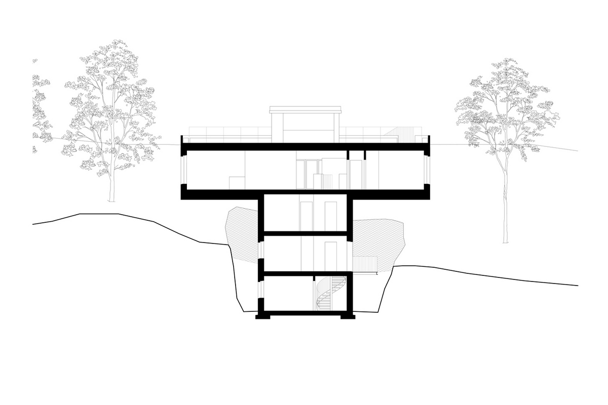 Т-образный дом на крутом склоне в Швеции Т-образный дом на крутом склоне в Швеции открытые, который, деревья, ванная, которая, строительства, возможно, Насколько, этаже, участке, находится, поверхности, обеспечивает, крутом, каркас, Сэндвичконструкция, конструкции, лицевой, стоит, независимо
