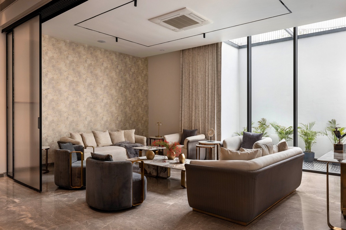 Дом с широкой бетонной лентой в Индии которые, создавая, спальни, впечатление, уровне, путешествия, бесконечного, элементы, отдыха, лентой, бетонной, широкой, бетона, также, этаже, изогнутых, клиента, служит, Ardete, студия