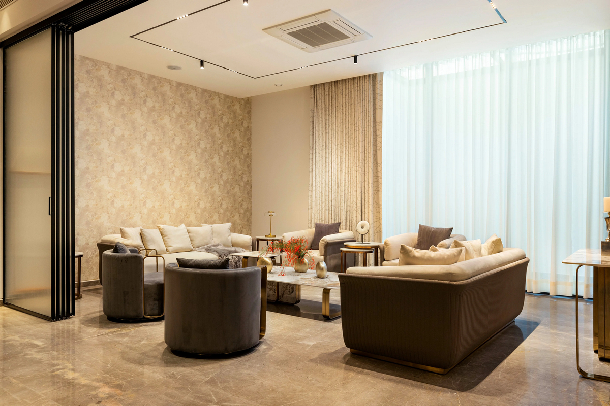 Дом с широкой бетонной лентой в Индии которые, создавая, спальни, впечатление, уровне, путешествия, бесконечного, элементы, отдыха, лентой, бетонной, широкой, бетона, также, этаже, изогнутых, клиента, служит, Ardete, студия