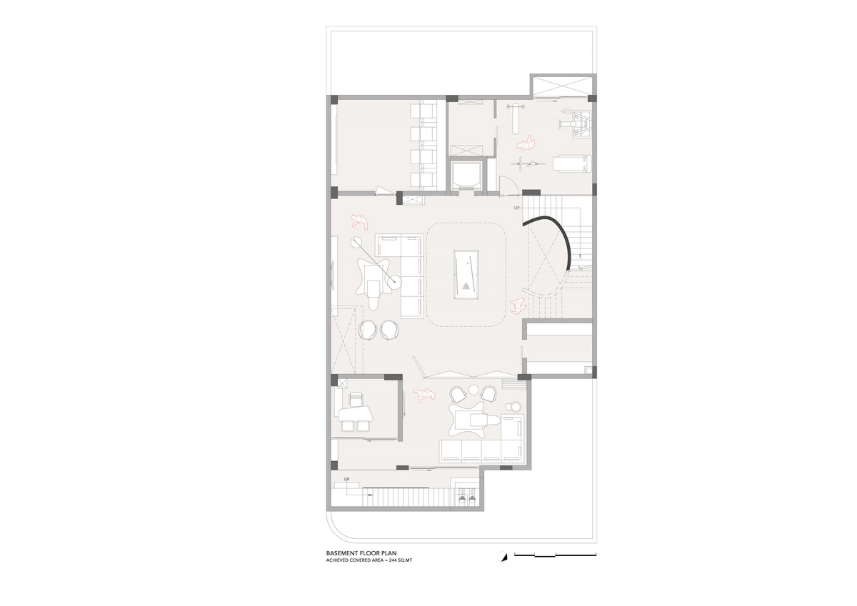 Дом с широкой бетонной лентой в Индии которые, создавая, спальни, впечатление, уровне, путешествия, бесконечного, элементы, отдыха, лентой, бетонной, широкой, бетона, также, этаже, изогнутых, клиента, служит, Ardete, студия