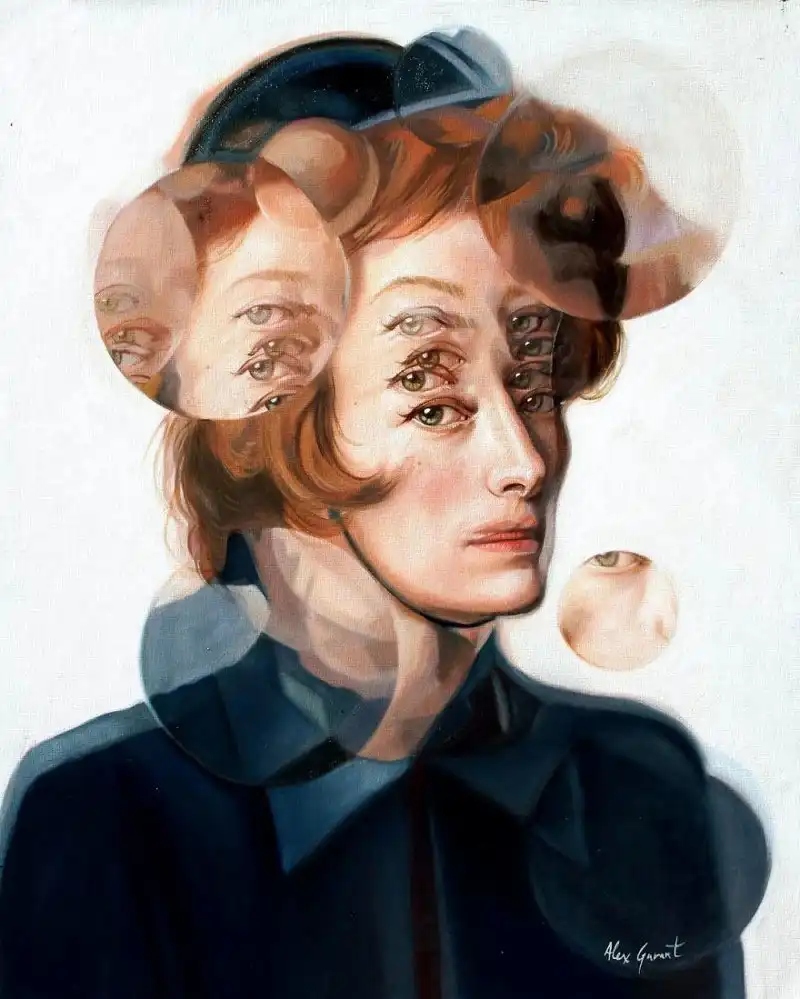 Портрет с узором, искажающим восприятие